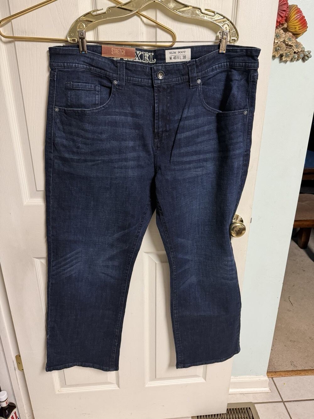 T.K. Axel Men's Slim Boot Cut Stretch 7 Pocket Denim Jean Harbor 40x30 New Tags